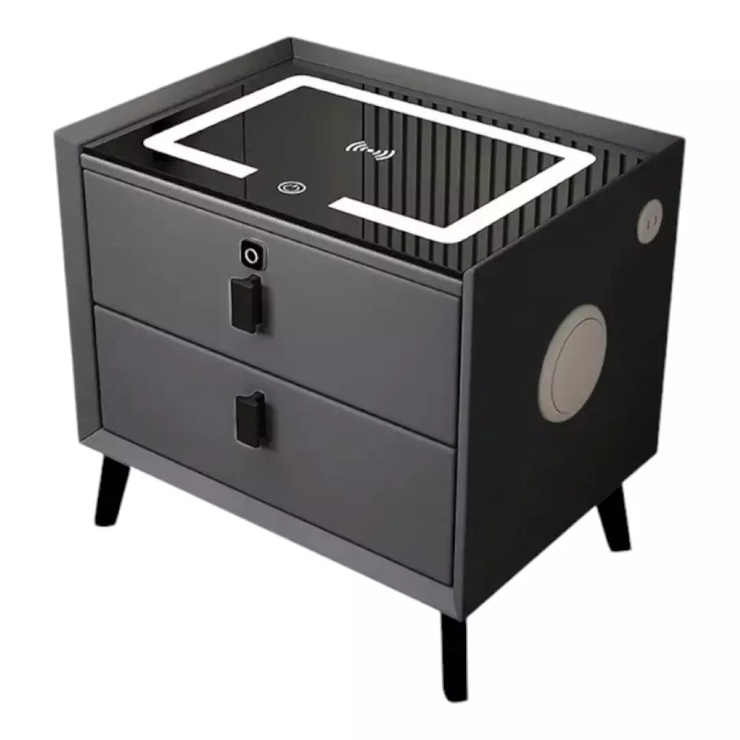 Mesa De Noche Inteligente Con Cargador Y Bocina Dos Cajones 4045