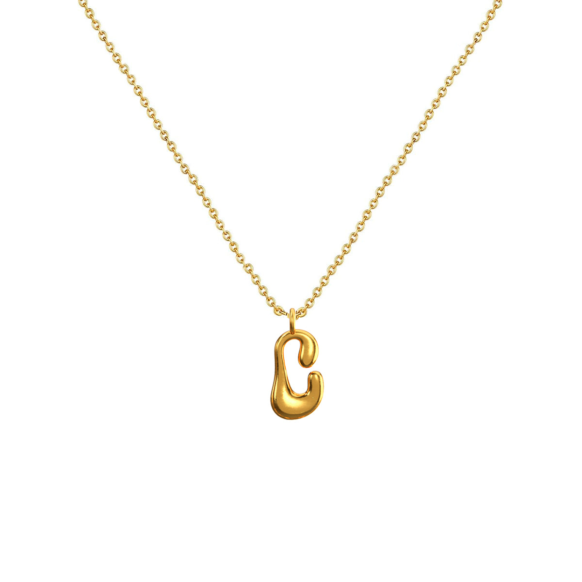 Cadena Con Dije Baño De Oro Collar Inicial Letra Colgante CBF01