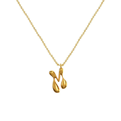 Cadena Con Dije Baño De Oro Collar Inicial Letra Colgante CBF01