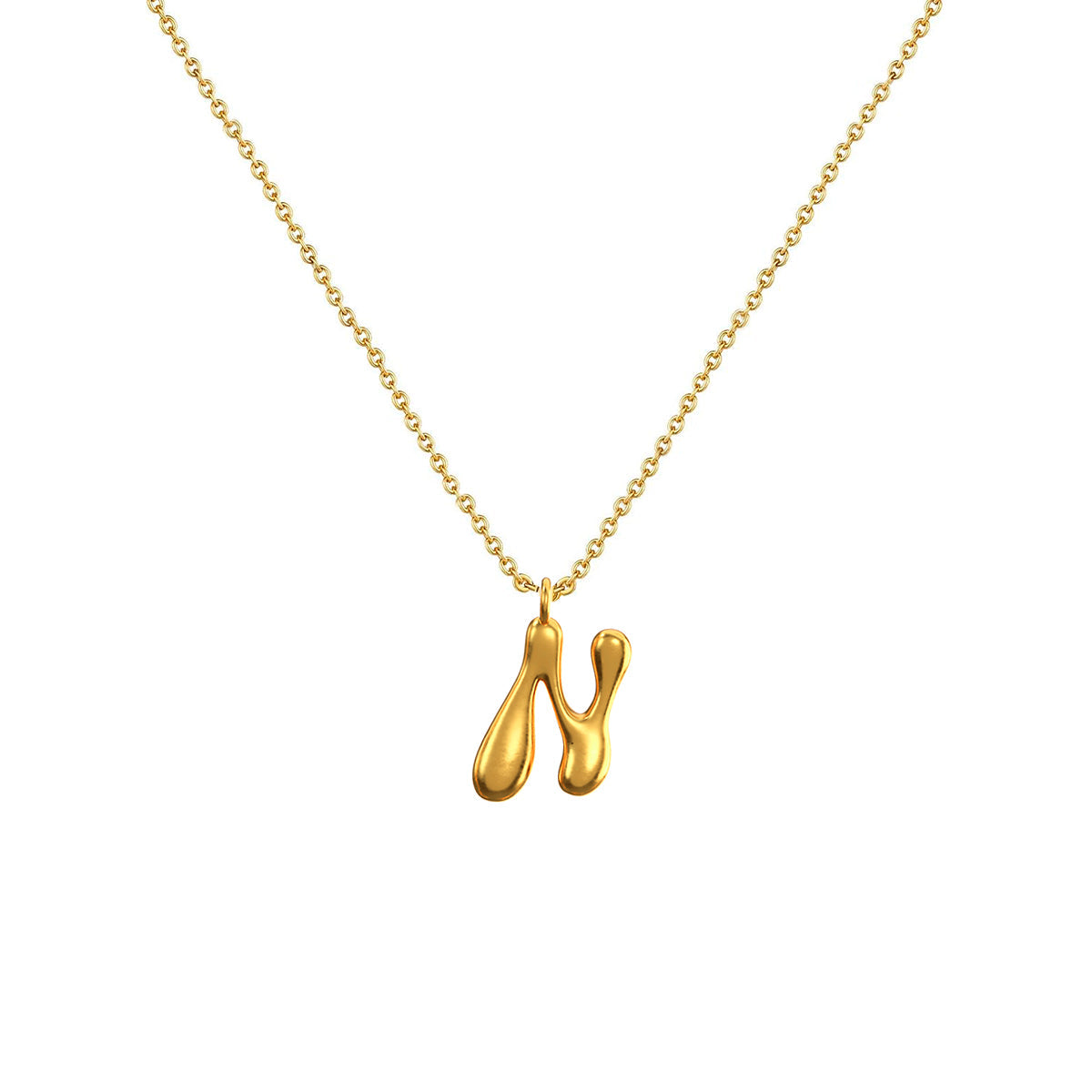 Cadena Con Dije Baño De Oro Collar Inicial Letra Colgante CBF01