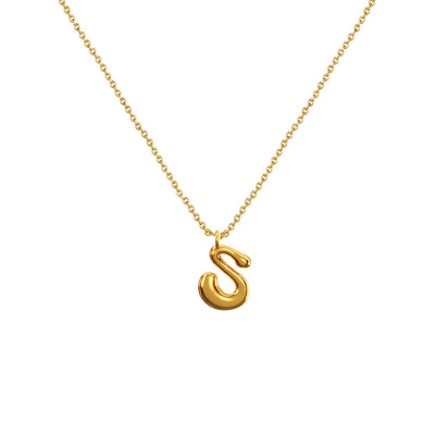 Cadena Con Dije Baño De Oro Collar Inicial Letra Colgante CBF01