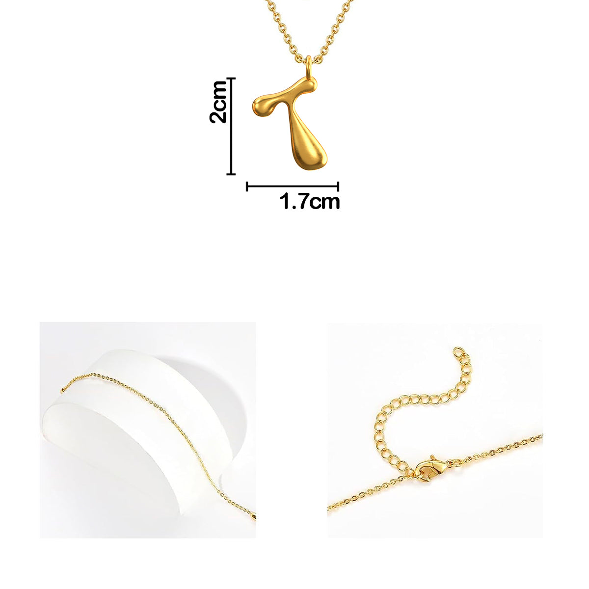 Cadena Con Dije Baño De Oro Collar Inicial Letra Colgante CBF01