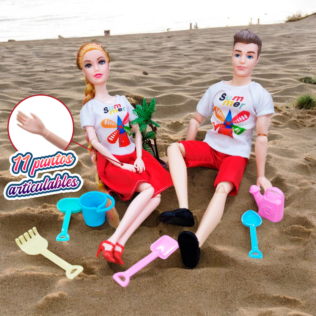 Muñecas Pareja Playera Articulada Infantil juguete W-FQ115K4