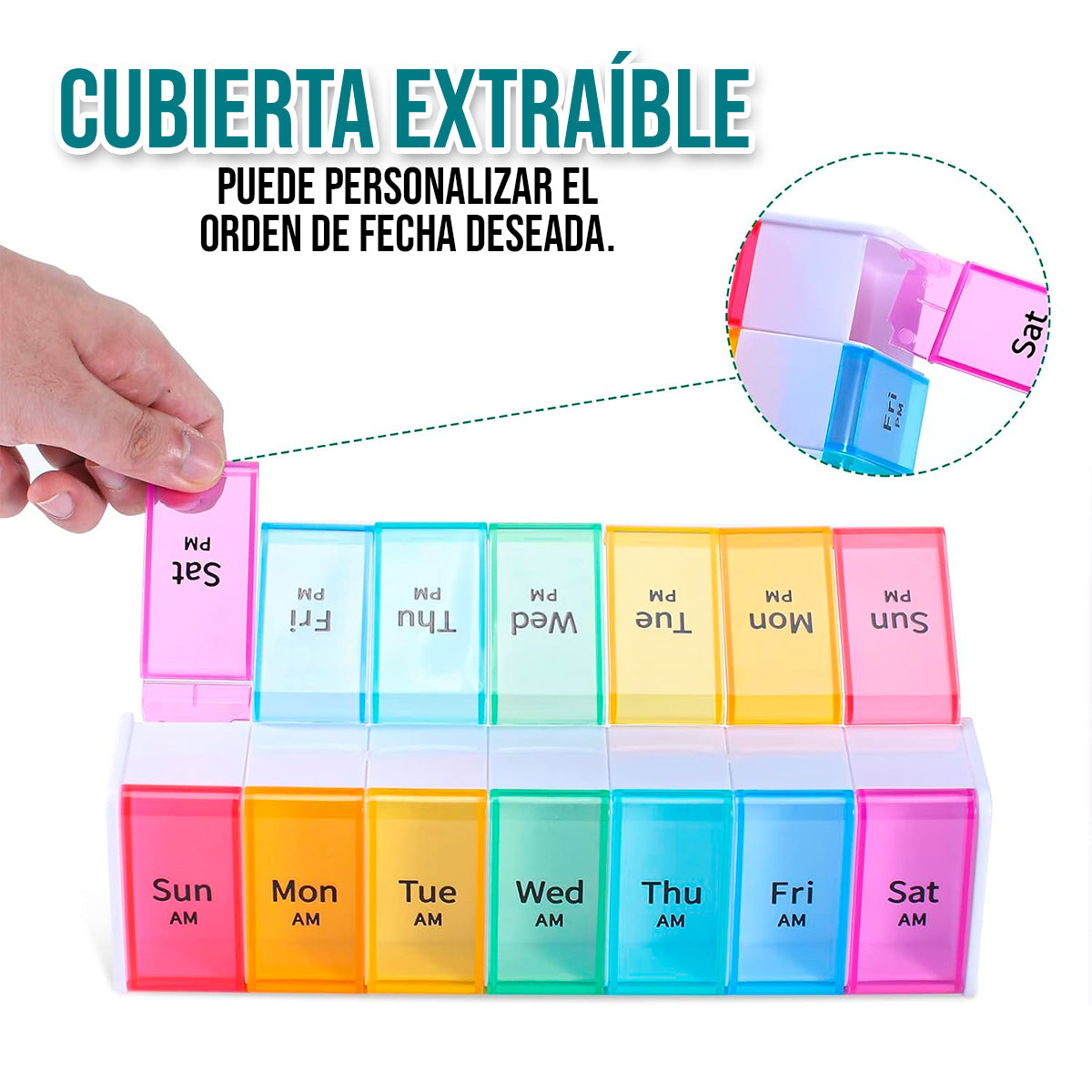 Pastillero Semanal Organizador Pastillas dispensador medicamentos PSO01