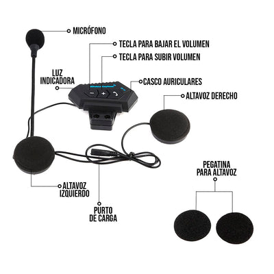 Intercomunicador Casco Moto Bluetooth Auricular Llamadas BT-12
