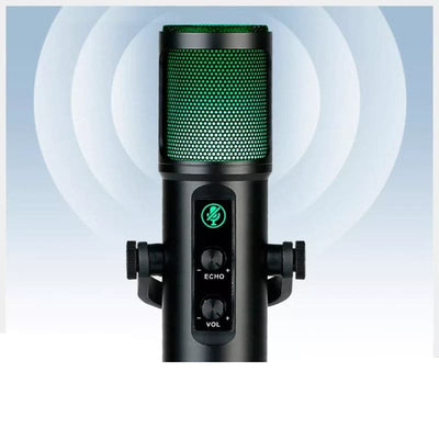 Micrófono profesional condensador omnidireccional USB con luz RGB