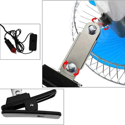 Mini ventilador portátil giratorio para carro de 12V