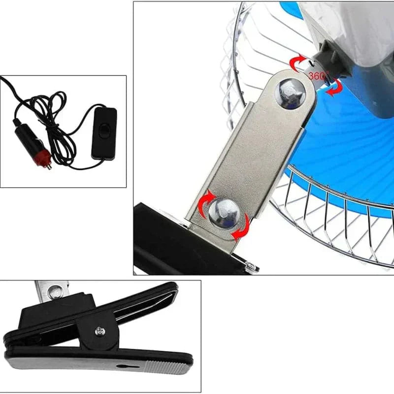 Mini ventilador portátil giratorio para carro de 12V