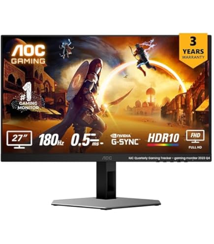 🖥️ Monitor Gamer AOC 27G4E: 27” 180Hz, FAST IPS, 0.5 ms y G-Sync para una Inmersión Sin Límites