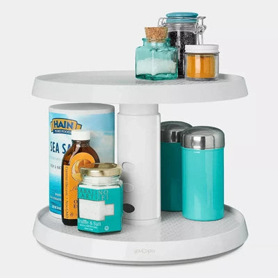 Organizador de cocina con doble bandeja giratorio ajustable