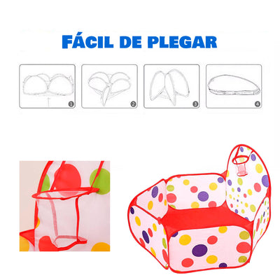 Piscina De Pelotas Infantil Plegable Corral Aro Baloncesto 666A