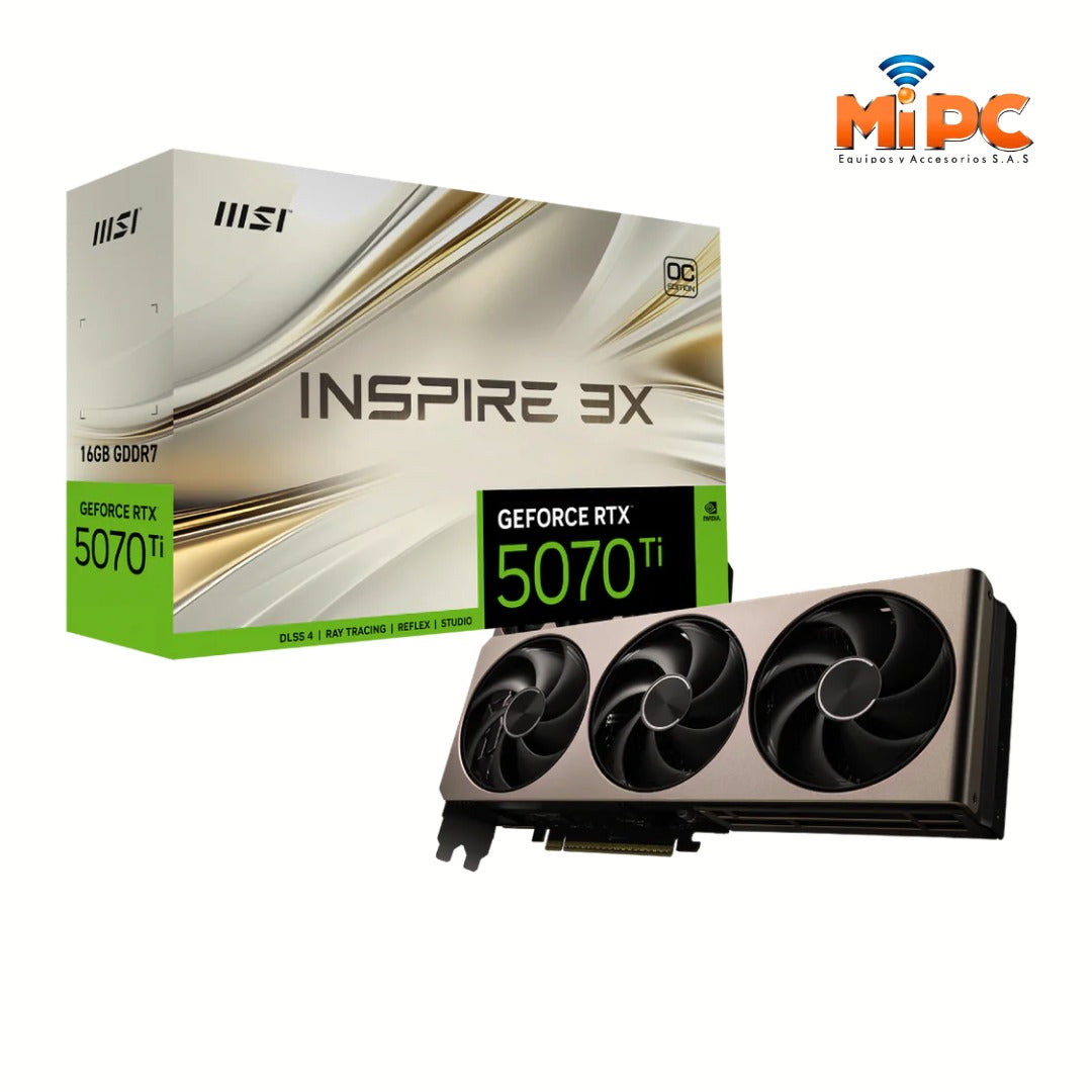 Tarjeta de Video RTX 5070 Ti 16 Gb DDR7 MSI INSPIRE 3X OC