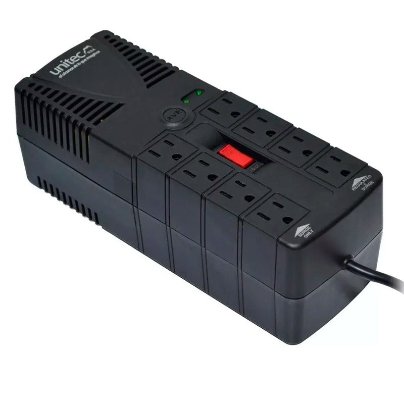Regulador de Voltaje UNITEC U-1200 8 Tomas
