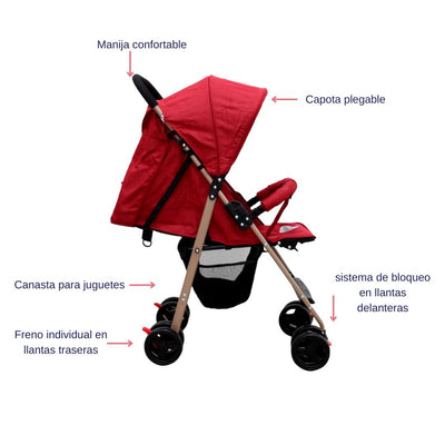 COCHE PASEADOR 568 BABY KAYS ROJO