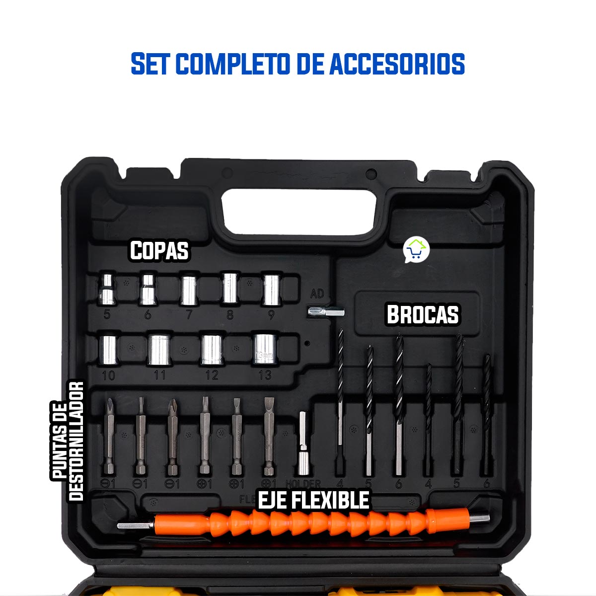 Taladro Inalámbrico Recargable 12V Con Estuche Herramientas H01