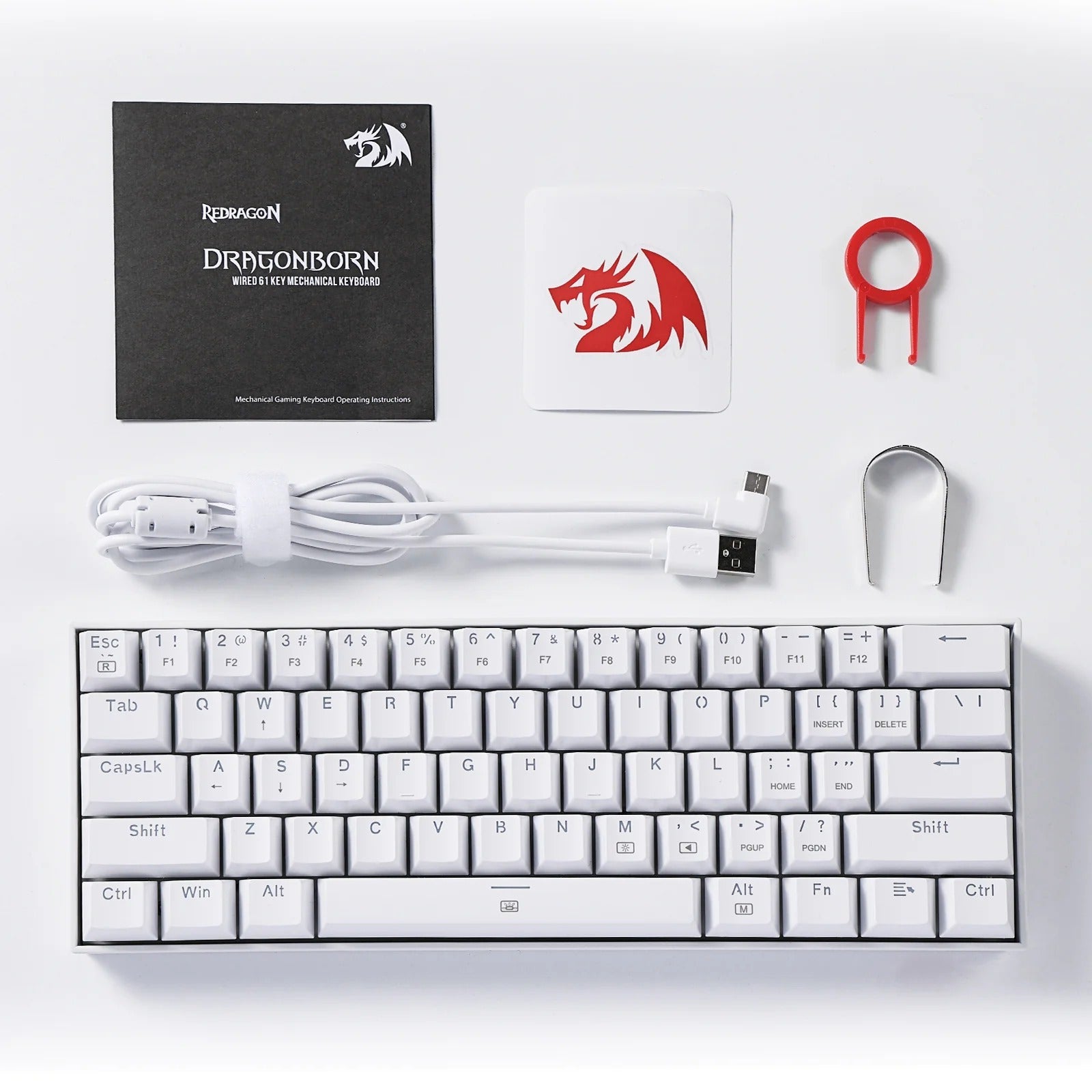 Teclado Mecanico 60% Redragon Dragonborn K630 Blanco RGB