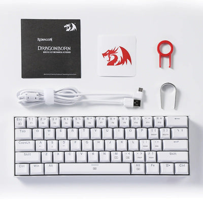 Teclado Mecanico 60% Redragon Dragonborn K630 Blanco RGB