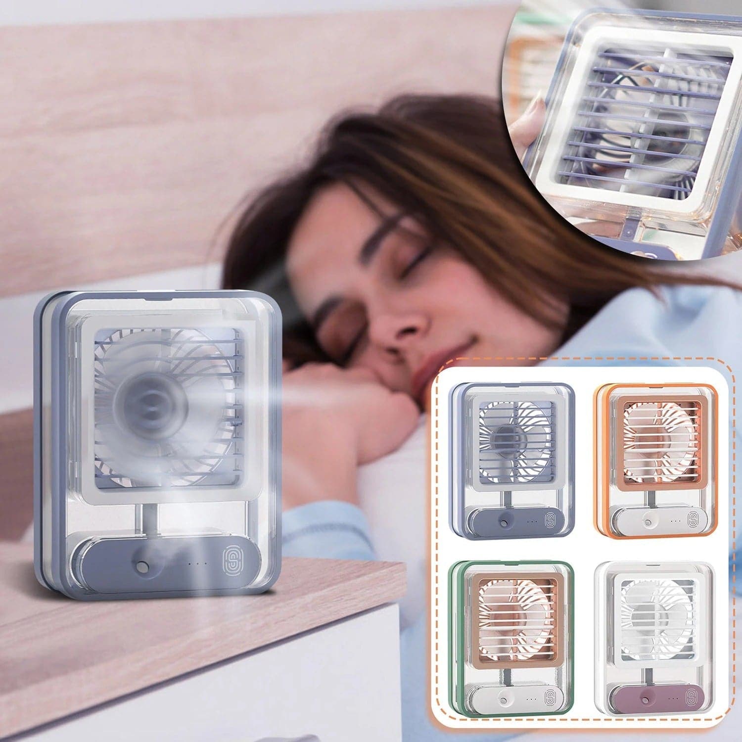 Mini Ventilador Aire Acondicionado Y Lampara Portátil