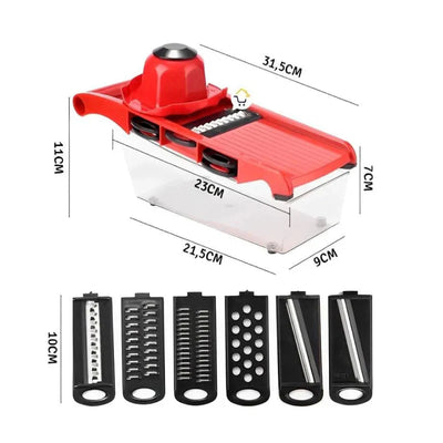 Rallador de verduras mandolina 6 en 1, cortador multifuncional de cocina con cuchillas intercambiables de acero inoxidable, rebanador manual para frutas y hortalizas, utensilio práctico para ensaladas, rallador seguro