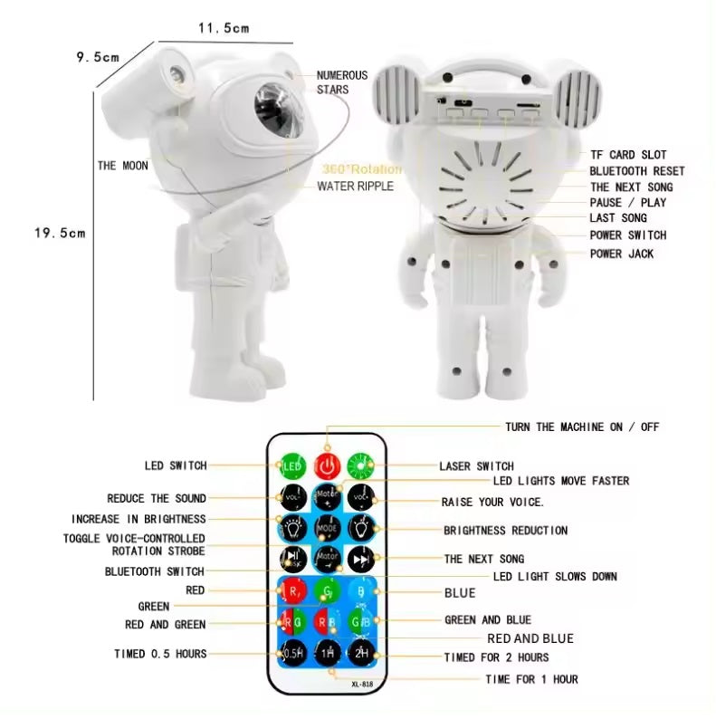 Lampara De Proyeccion Astronauta con Parlante YH-002