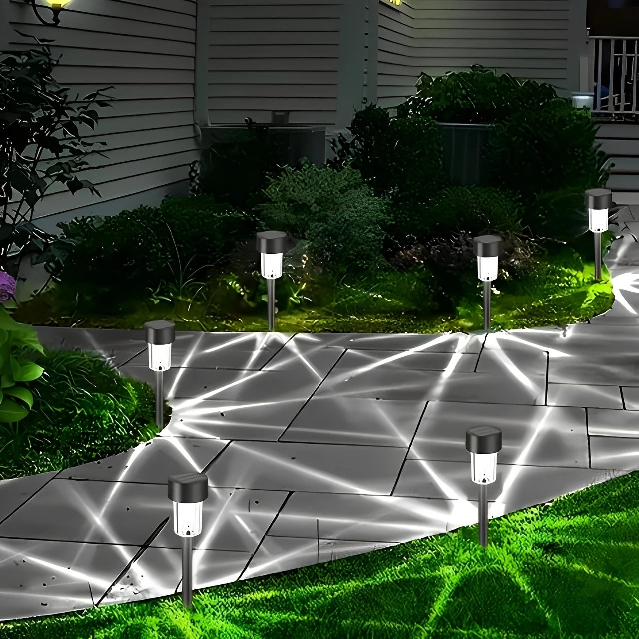 10/12 piezas de luces solares para exteriores, luces decorativas para exteriores de acero inoxidable, adecuadas para iluminación de paisajes exteriores de patios, césped, caminos, terrazas, garajes, jardines y otras ocasiones, decoración de senderos para