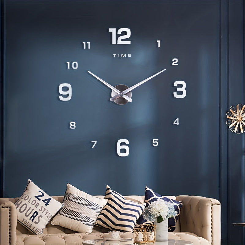 1 Reloj De Pared 3D Sin Marco, Kit De Reloj De Pared Grande, Pegatinas Con Números De Espejo 3D, Reloj Silencioso, Diseño Moderno Para Decoración Del Hogar, Sala De Estar, Dormitorio, Oficina