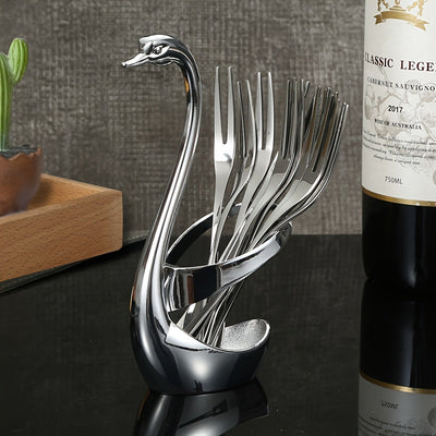 Base de cisne de acero inoxidable elegante con diseño creativo - Ideal para fiestas, bodas y uso doméstico, sin contacto con alimentos.