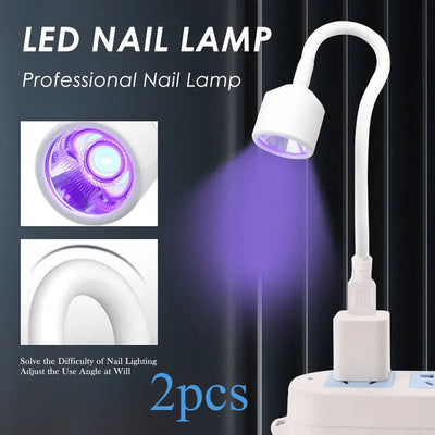2 Piezas de Lámpara Mini Secadora Flexible para Uñas, Herramienta de Secado USB para Manicura, Sin Pilas Requeridas, Adaptador No Incluido