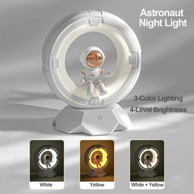 BGPRIDER Moderna Lámpara de Noche Astronauta, Control Táctil 3-Color LED Lámpara de Mesilla, 4 Niveles de Brillo Ajustables, Batería de Litio Recargable de 1200mAh, Inalámbrica, con Placa de Mesa para Dormitorio, Ideal para Regalos de Cumpleaños y Navida