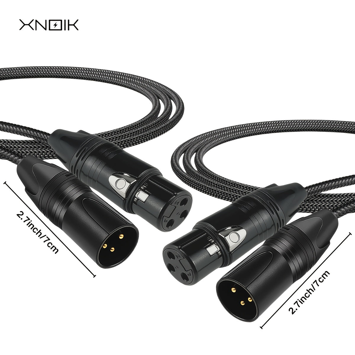 2 unidades de cables de micrófono XLR a XLR de alta calidad, masculino a femenino, con cobre libre de oxígeno (OFC) y trenzado de nailon, negro, 1,5 metros, para micrófono, escenario, estudio, estudio en casa.