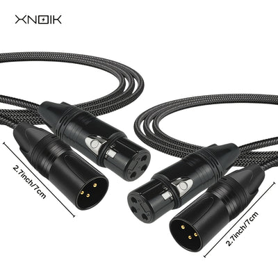 2 unidades de cables de micrófono XLR a XLR de alta calidad, masculino a femenino, con cobre libre de oxígeno (OFC) y trenzado de nailon, negro, 1,5 metros, para micrófono, escenario, estudio, estudio en casa.