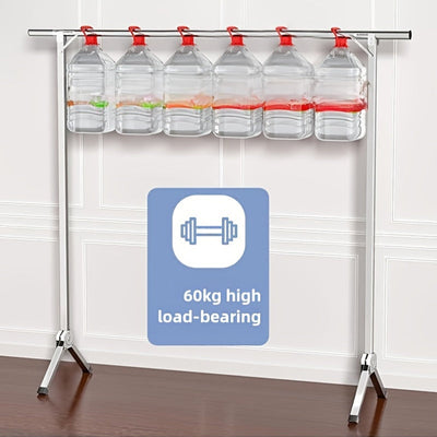 Perchero de Acero Inoxidable Independiente - Colgador Plegable con Altura Ajustable y Ruedas Bloqueables, Estante Resistente para Lavandería en Interiores y Balcón, Secado de Ropa