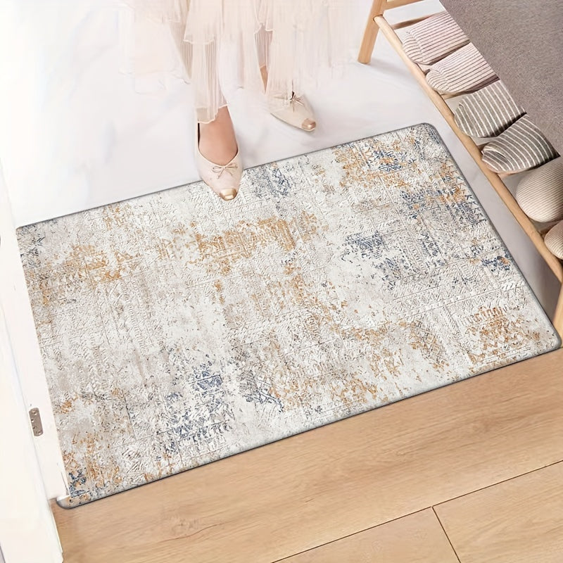 Alfombra de Entrada Estilo Bohemio Vintage con Grosor de Franela de 1.2 cm, Tapete Antideslizante y Absorbente Impreso, Alfombras Cómodas Lavables para Cocina, Sala de Estar, Dormitorio y Baño, Decoración del Hogar