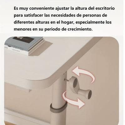 Escritorio portátil de mano con altura ajustable - Marco de metal portátil con parte superior de madera tratada, 3,2+ pies cúbicos de almacenamiento, 27" de altura, sin necesidad de ensamblaje para hogar, dormitorio, espacios pequeños, escritorio portáti