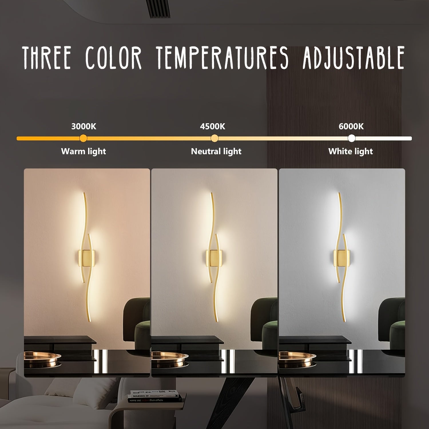 1pc Lámpara de Pared LED Estilo Moderno Dorado, Superficie Metálica Anticorrosiva, Adecuada para Dormitorio, Pasillo, Iluminación Semiempotrada Removible, Luz Decorativa para Espejo de Tocador, Conexión Directa 110-240V, Accesorio de Iluminación