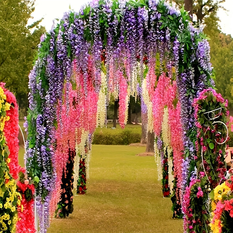 Guirnalda de Flores Artificiales de Glicinia de 20 Piezas para Colgar - Enredadera Falsa Morada y Blanca para Arco de Boda/Fiesta/Jardín/Pared del Hogar, Decoración de Techo, Regalo de San Valentín para Interior o Exterior, Cuidado Sin Mantenimiento