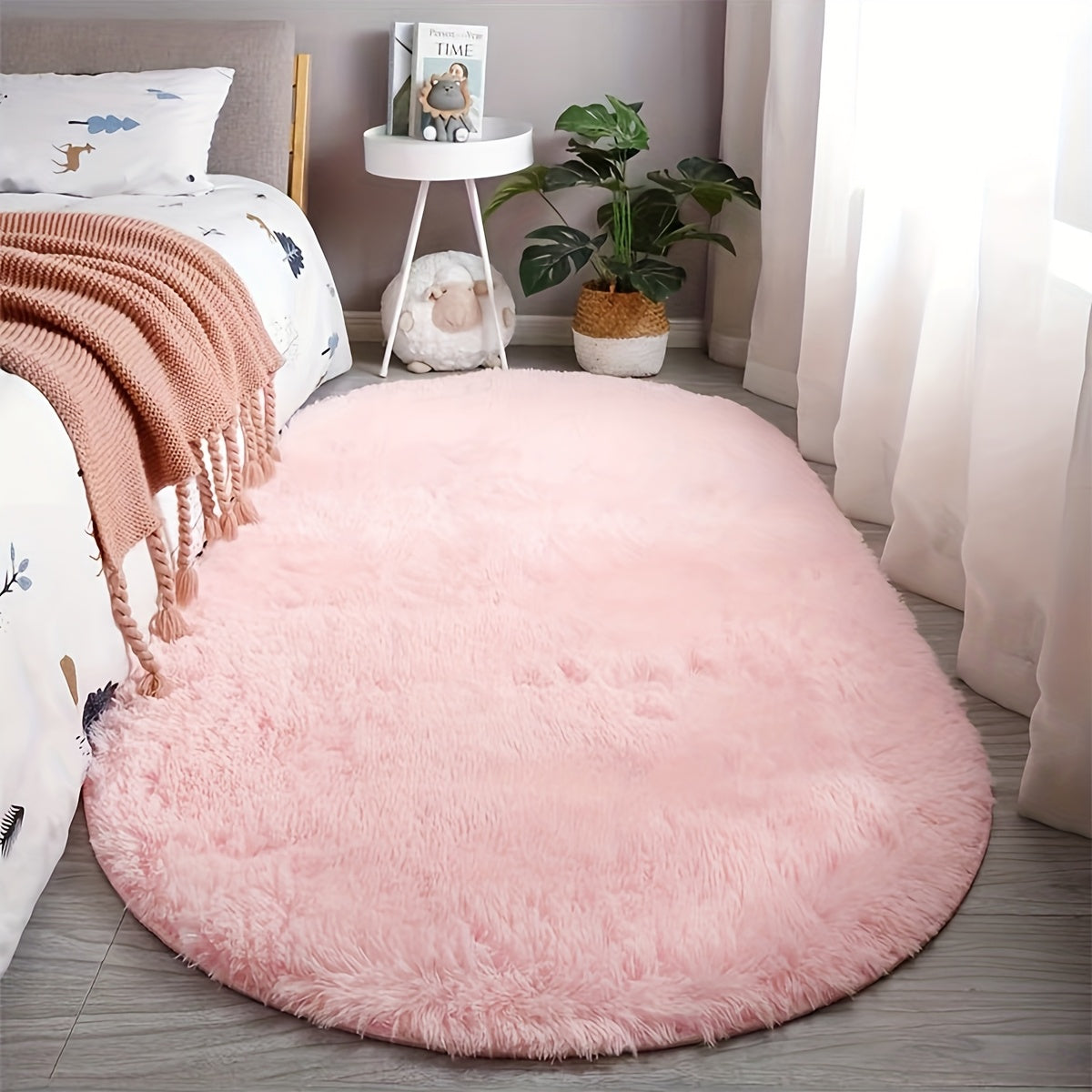 Alfombra Ovalada de Peluche Tie-Dye Ultra-Suave - Lujosa, Moderna Alfombra de Piel Sintética con Base Antideslizante, Absorbente y a Prueba de Manchas, Perfecta para Sala de Estar y Dormitorio, Decoración del Hogar en Múltiples Colores, Alfombras para Sa