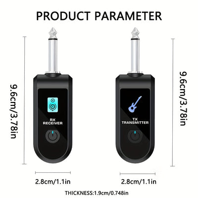 ESAY sistema de radio para guitarra, con batería recargable incorporada, transmisor y receptor sin varillas de audio con bajo, conector 6.35mm para guitarras eléctricas, bajos, violines eléctricos, teclados electrónicos e instrumentos musicales y efectos