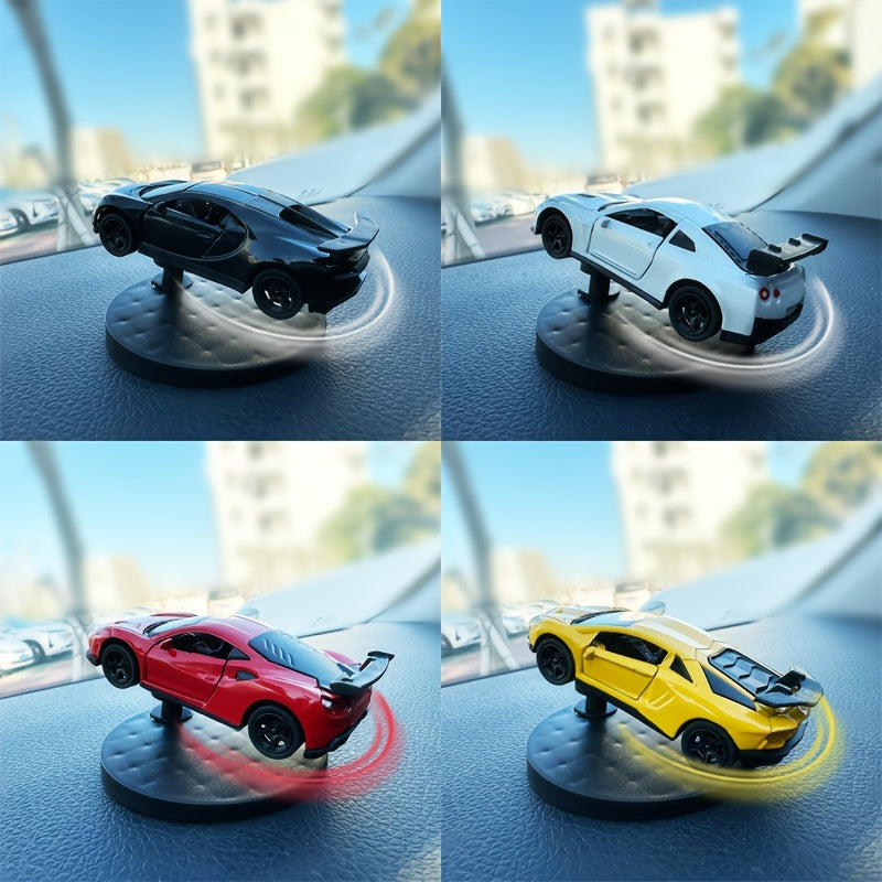 Adorno creativo para tablero de coche, carcasa metálica, estilo deportivo en 8 colores, gira con el vehículo, adhesivo nano que no deja rastros al retirar, chasis estable y resistente a caídas