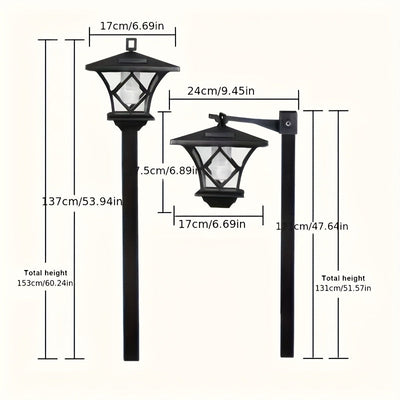 Luces solares LED retro para jardín, 2 en 1, iluminación de paisaje multiusos con panel solar, batería de níquel, camino, garaje, patio, césped y decoración de jardín, iluminación de paisaje impermeable al agua, exterior. Luces retro estilo, sombra de pl