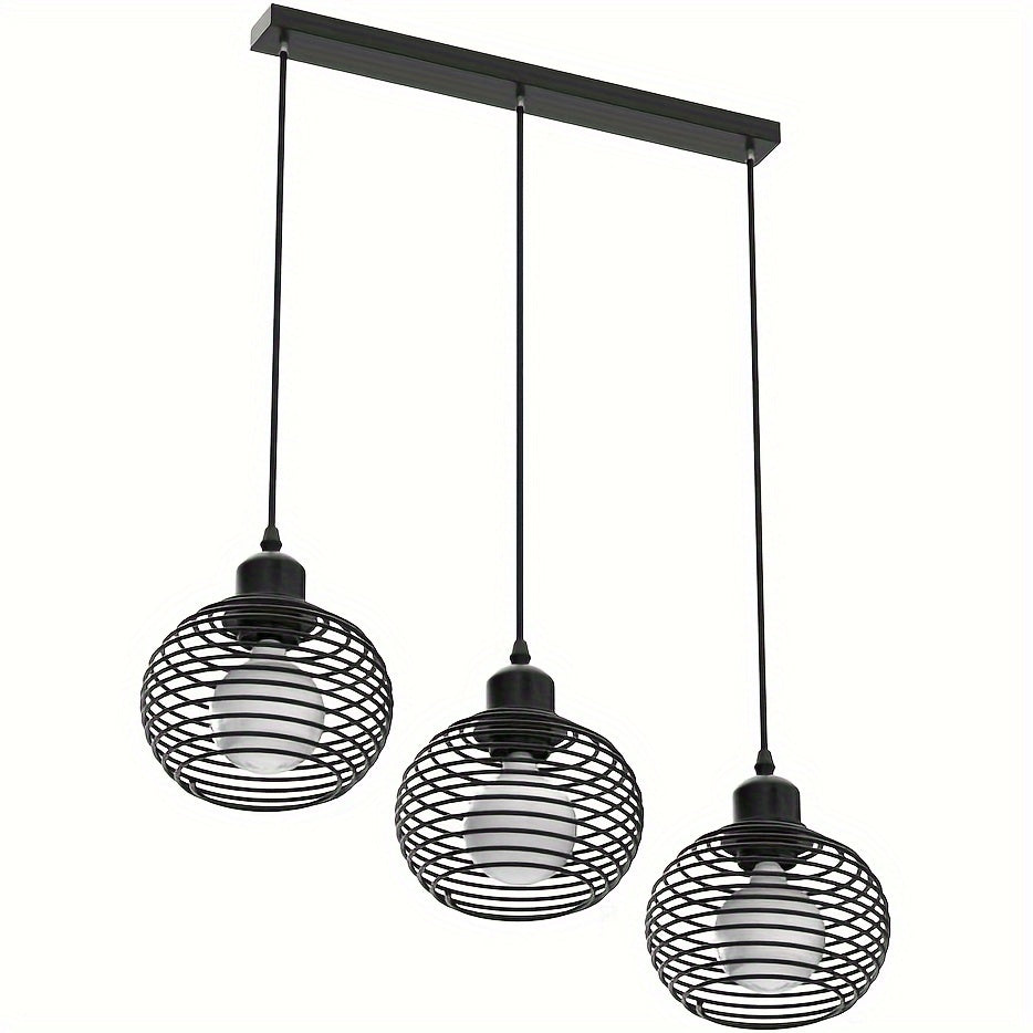 Lámpara colgante estilo vintage, con foco E27, estructura de metal, montaje semiempotrado, brazo ajustable, acabado en negro, ideal para comedor, sala de estar, estudio, restaurante u oficina