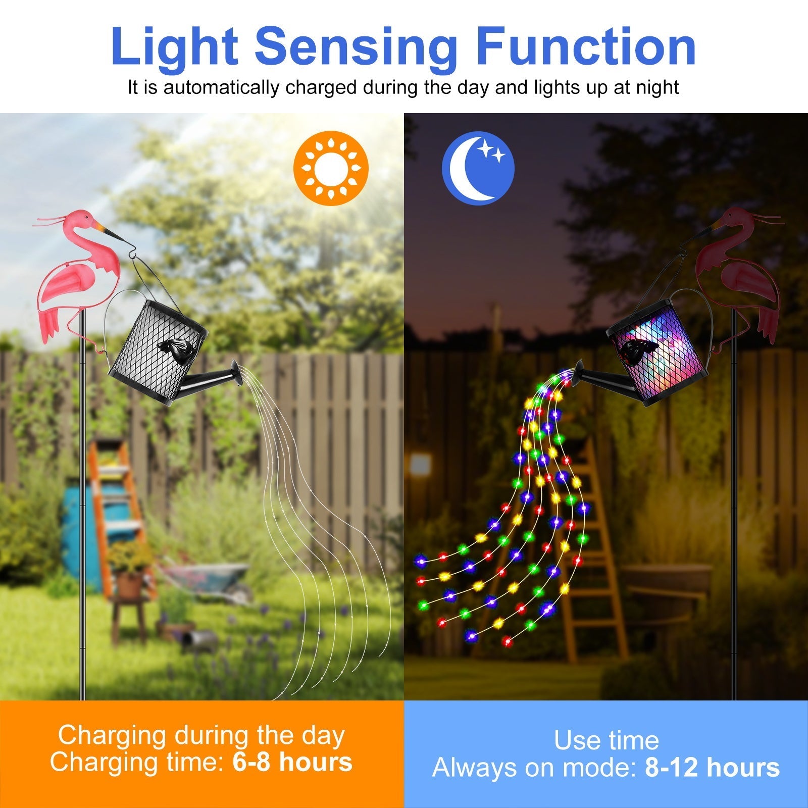 1pc Lámpara solar en forma de flamenco, lámpara decorativa para césped solar, farol colgante solar exterior, lámpara metálica solar para jardín, patio, terraza, camino o calle, iluminación decorativa para Navidad, Halloween y Acción de Gracias