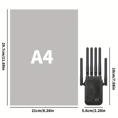 Amplificador de señal -1200Mbps-2.4G/5GH2.WIFI Mezclador de señal WIFI, Amplificador de señal WIFI, Señal fuerte, Segmento de alta velocidad, Soporta MIF1-6, 6 antenas potentes, Adecuado para hogares, centros comerciales, cafeterías
