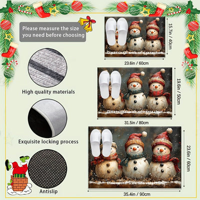 Felpudo navideño de bienvenida para puerta, con respaldo de goma antideslizante, lavable a máquina, alfombra trenzada rectangular de poliéster, tapete ligero para interiores y exteriores para entradas, salas de estar, baños y balcones, decoración navideñ