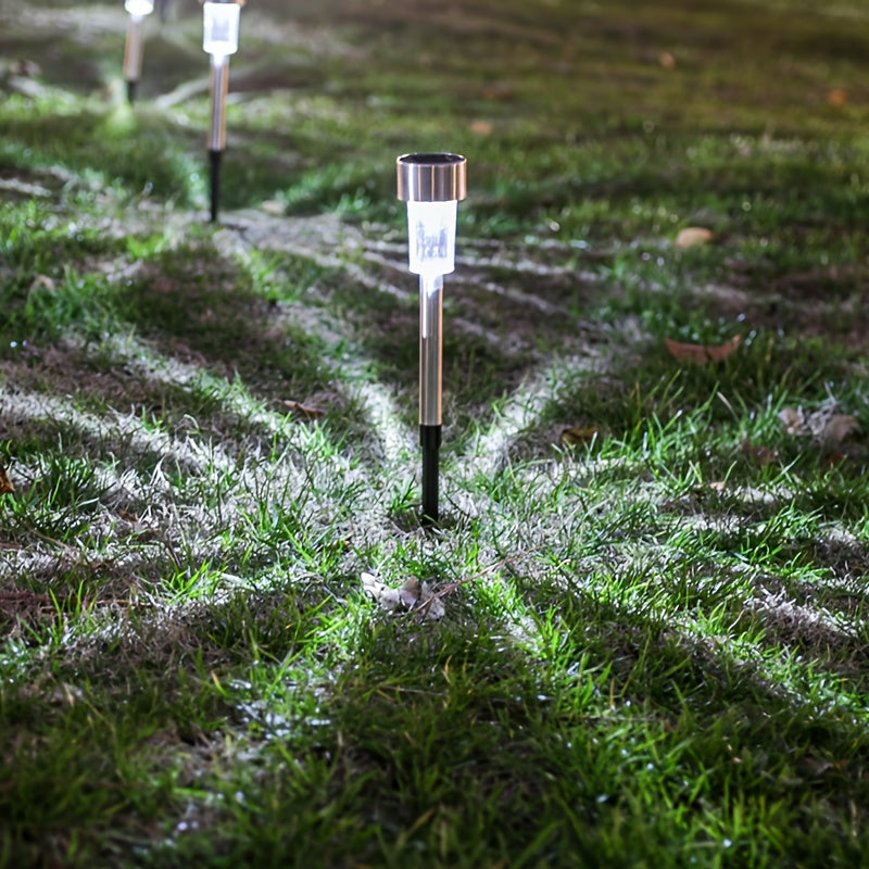 10 luces solares para caminos, con base de acero inoxidable y pantalla de vidrio esmerilado, iluminación exterior eficiente para jardín y patio, luces solares para exteriores