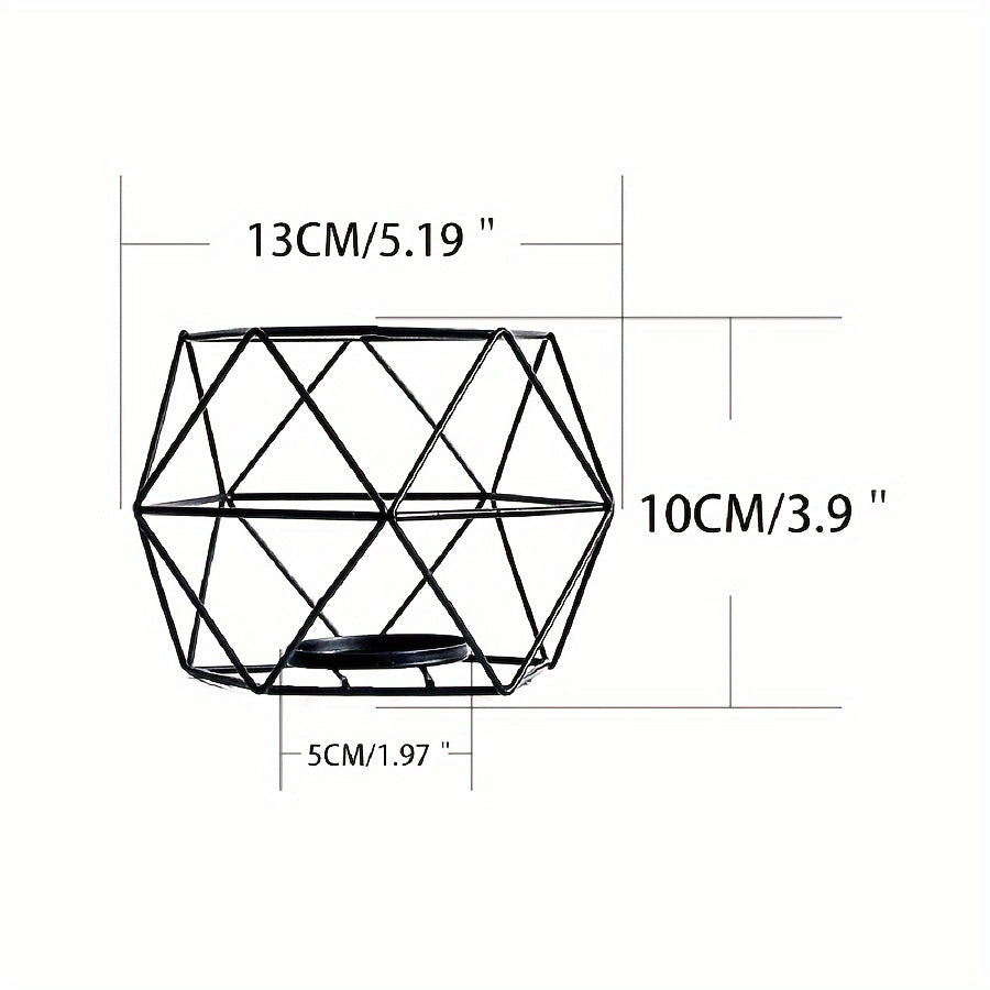 1 Elegante Portavelas Geométrico de Metal Negro con Diseño de Rosa y Cielo Estrellado - Decoración Minimalista de Mesa para Velas de Aromaterapia, Perfecto para el Ambiente del Hogar, Decoración de Portavelas