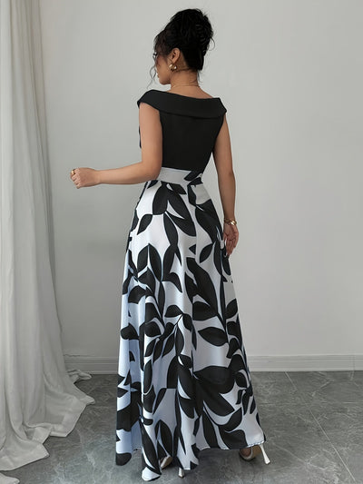 Vestido elegante para mujer con escote en V, estampado floral y bolsillos, línea A, manga corta, cintura entallada y falda fluida, ideal para verano, blanco con diseño de hojas verdes, para uso casual o formal | Vestido estampado floral | Diseño con cint