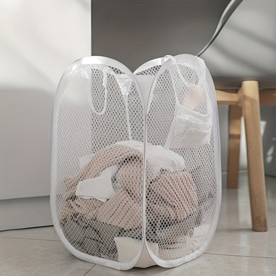 1 unidad, cesto de ropa con malla clásico, plegable con asas reforzadas, diseño grande y duradero, para dormitorio, baño, residencia estudiantil y organización en varios espacios, cesta organizadora para cocina, contenedores de almacenamiento para el hog