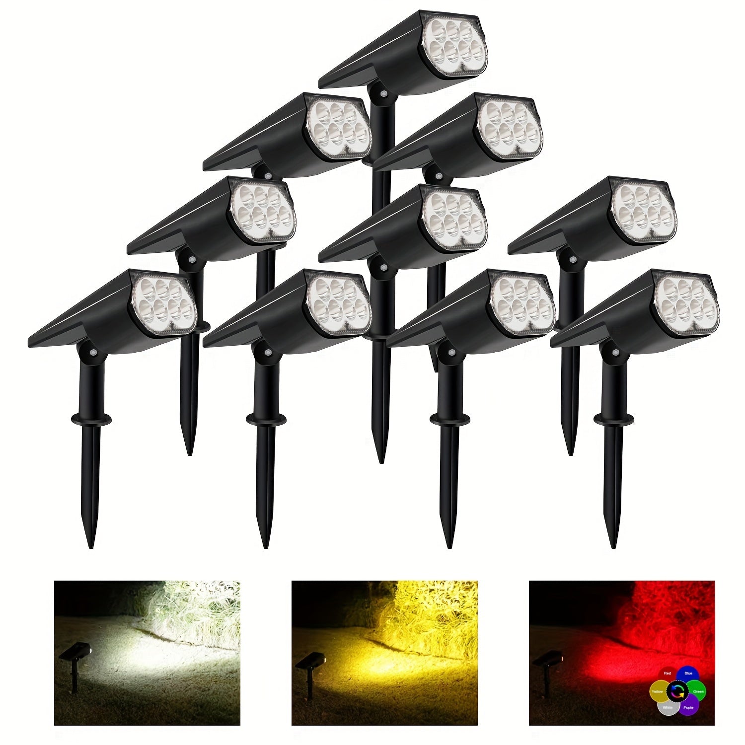 2pcs Luces Solares de Árbol con 7 LEDs - Fácil Instalación, Iluminación de Foco y Paisaje para Jardín, Patio, Balcón, Césped, Carretera, Parque Infantil - Opciones de Color Cálido/Blanco/RGB