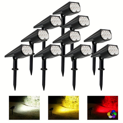 2pcs Luces Solares de Árbol con 7 LEDs - Fácil Instalación, Iluminación de Foco y Paisaje para Jardín, Patio, Balcón, Césped, Carretera, Parque Infantil - Opciones de Color Cálido/Blanco/RGB
